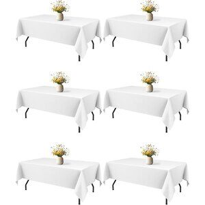Affordable 6 Pack White Tablecloths 60" x 84" - Ideal for Entertaining & Events